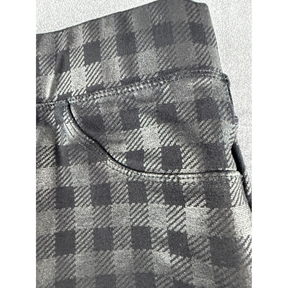 Sanctuary Womens XL Black Plaid Coated Pull On Leggings CP0720K7A Buffalo Check - Picture 3 of 11